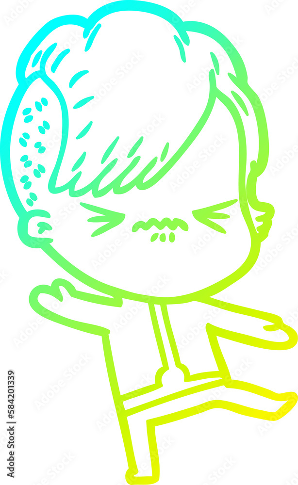 cold gradient line drawing cartoon annoyed hipster girl wearing space suit cold gradient line drawing cartoon annoyed hipster girl wearing space suit