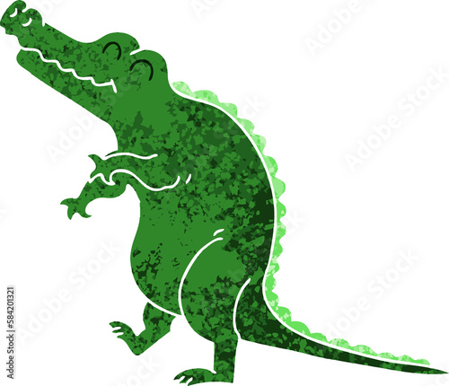 quirky retro illustration style cartoon crocodile