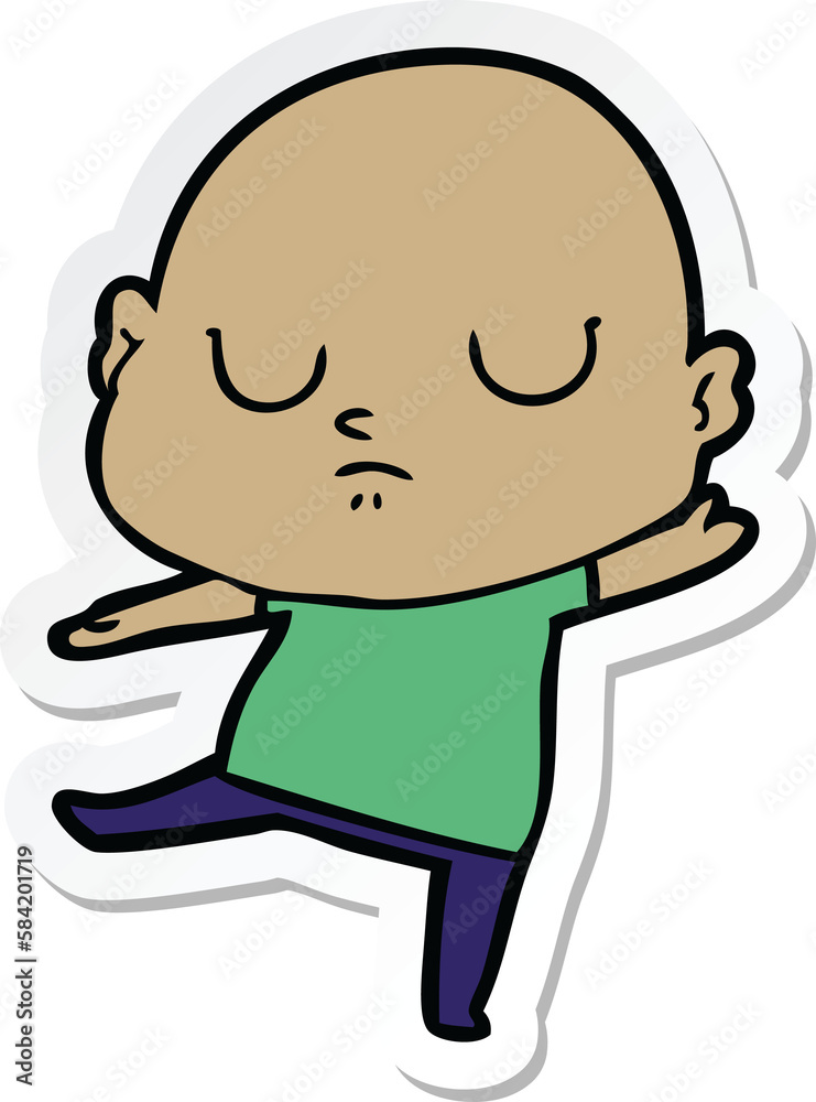 sticker of a cartoon bald man sticker of a cartoon bald man
