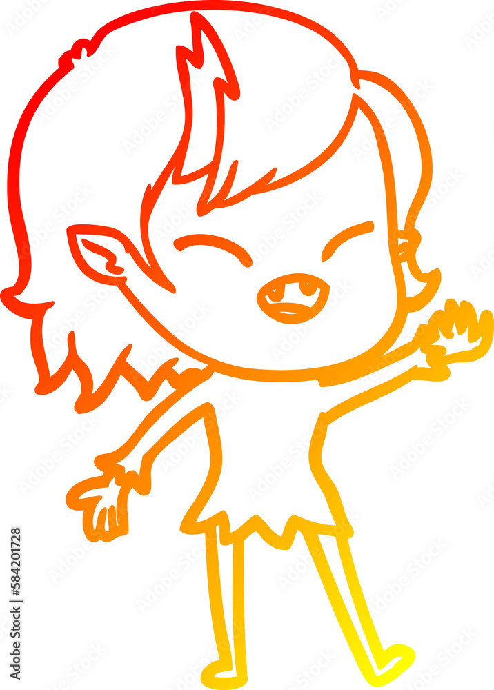 warm gradient line drawing cartoon laughing vampire girl warm gradient line drawing cartoon laughing vampire girl