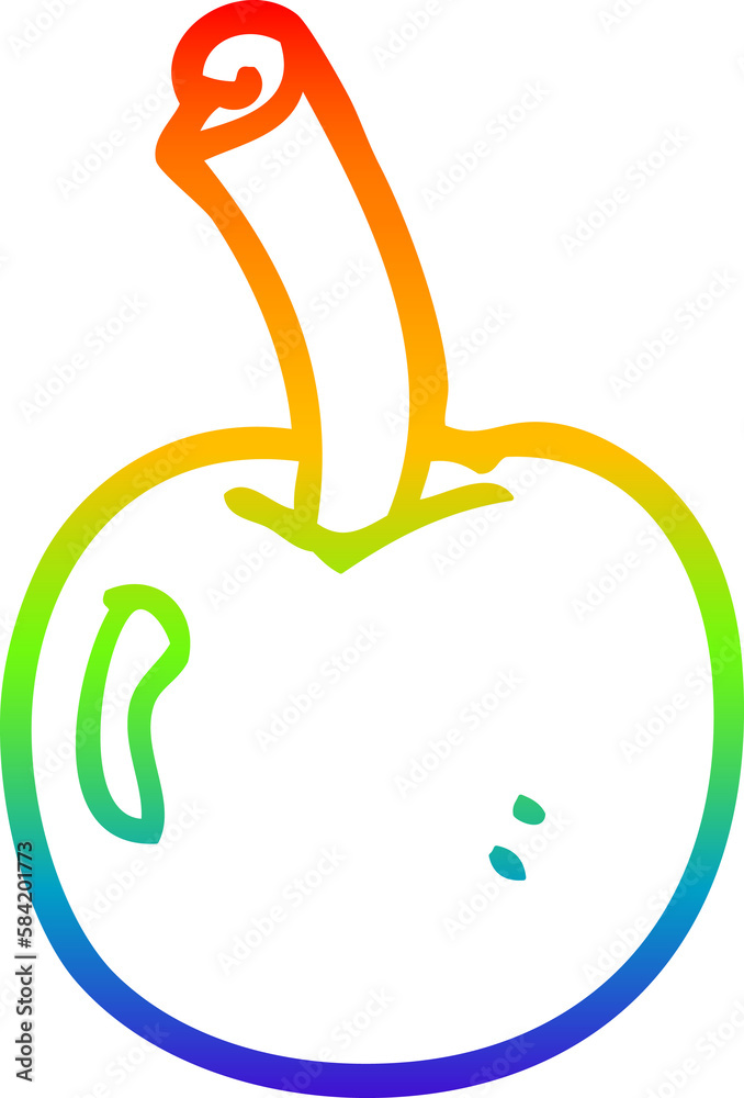 Obraz premium rainbow gradient line drawing cartoon cherry