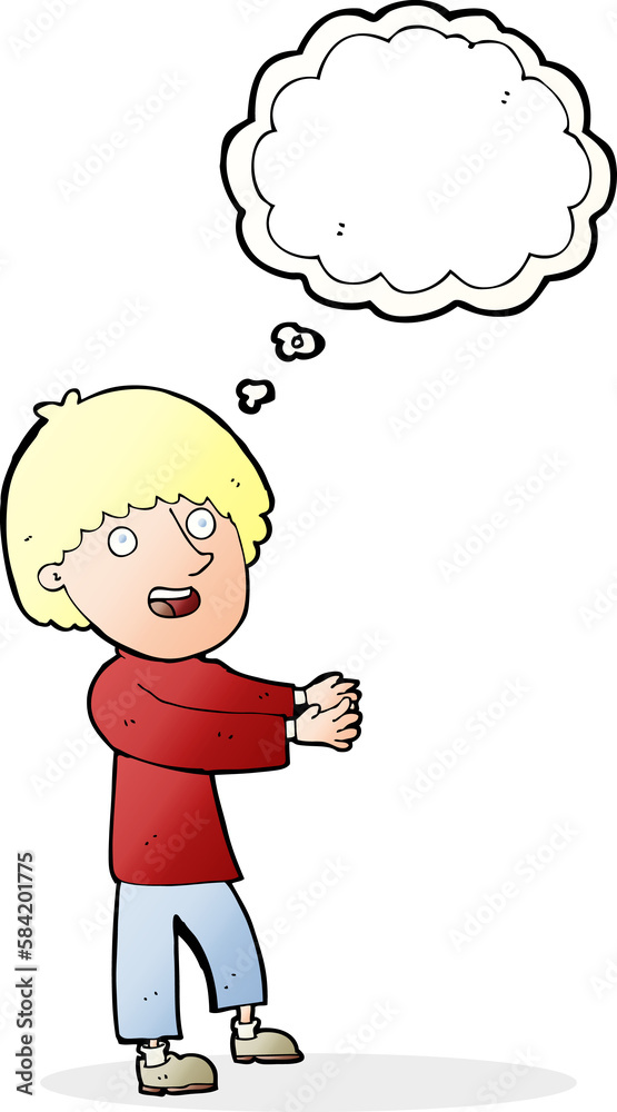 cartoon happy man showing with thought bubble cartoon happy man showing with thought bubble