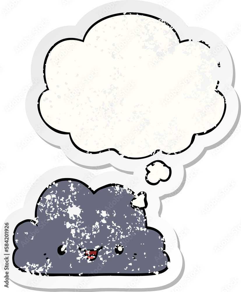 cute cartoon cloud and thought bubble as a distressed worn sticker cute cartoon cloud and thought bubble as a distressed worn sticker