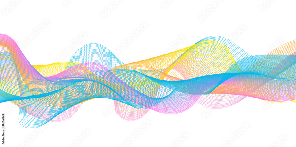 Abstract colorful blend wave lines on transparent background. Modern ...