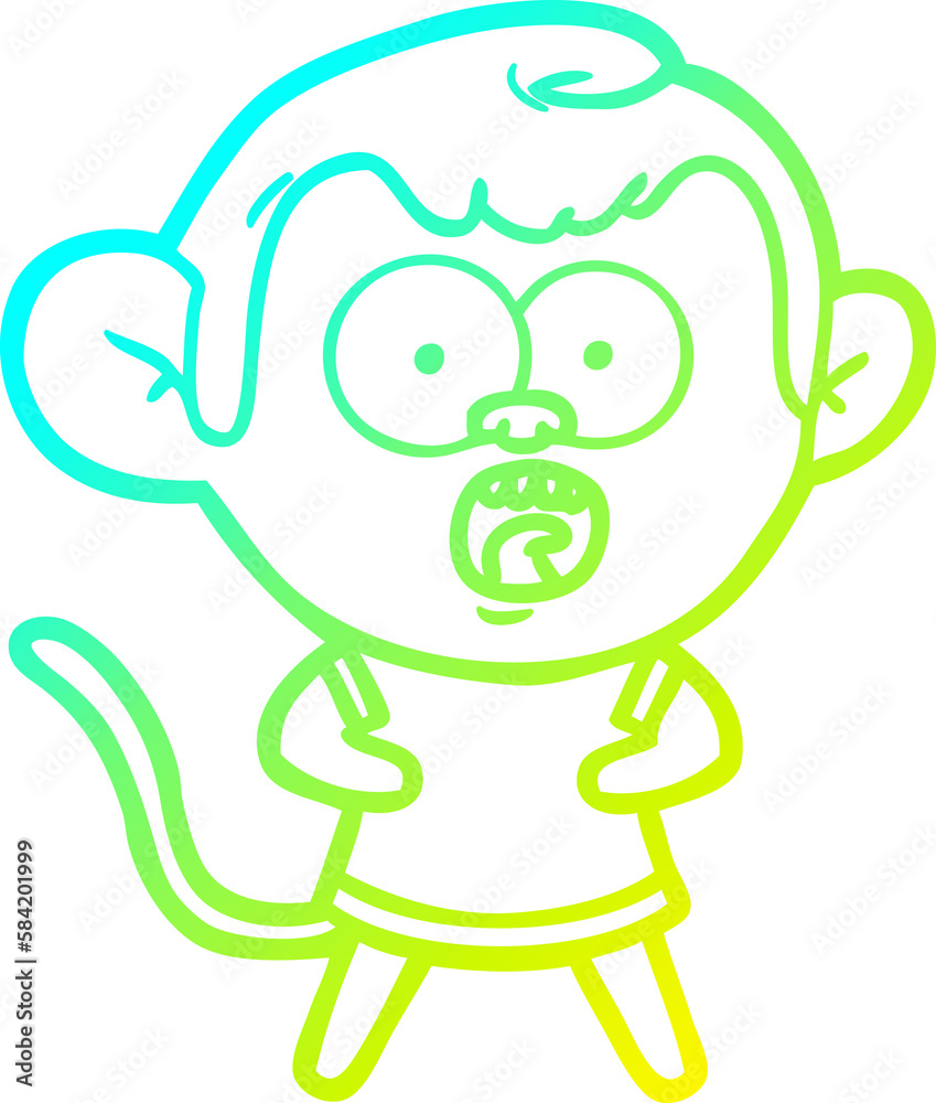 cold gradient line drawing cartoon shocked monkey cold gradient line drawing cartoon shocked monkey