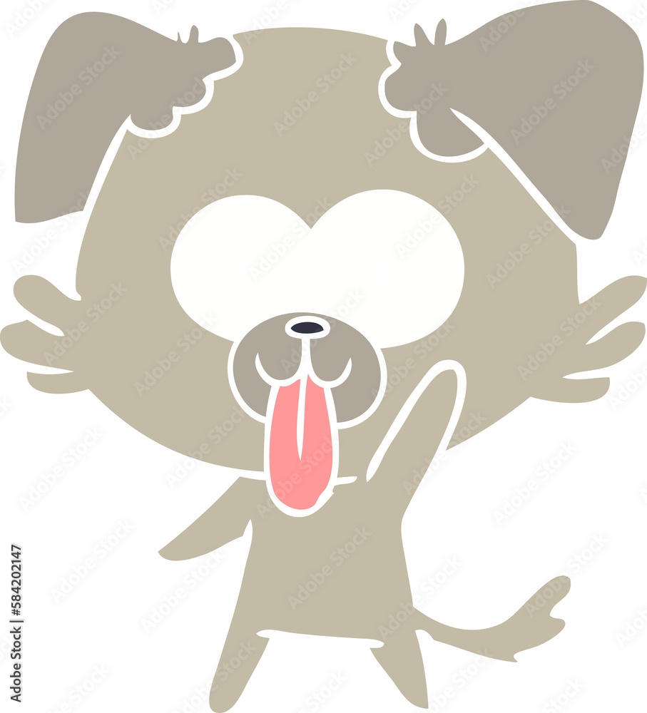 Fototapeta premium flat color style cartoon dog with tongue sticking out