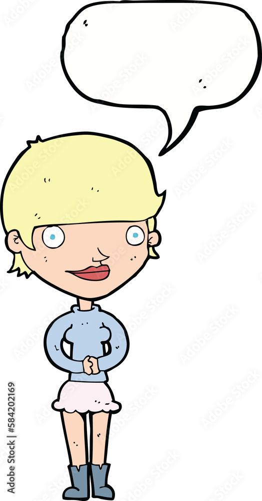 cartoon friendly woman with speech bubble cartoon friendly woman with speech bubble