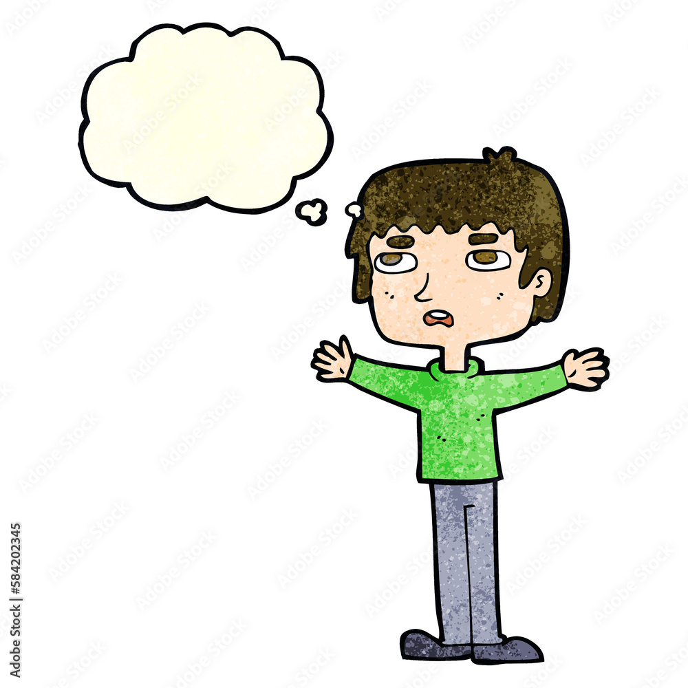 cartoon nervous man with thought bubble cartoon nervous man with thought bubble