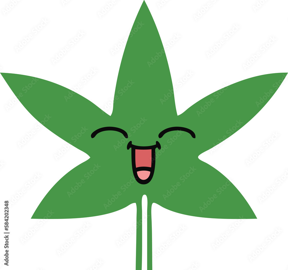 flat color retro cartoon marijuana leaf flat color retro cartoon marijuana leaf
