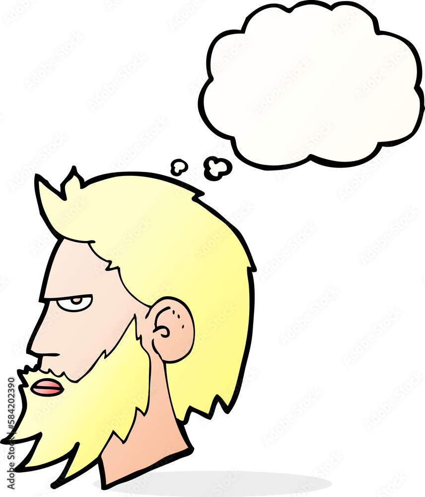 cartoon man with beard with thought bubble cartoon man with beard with thought bubble