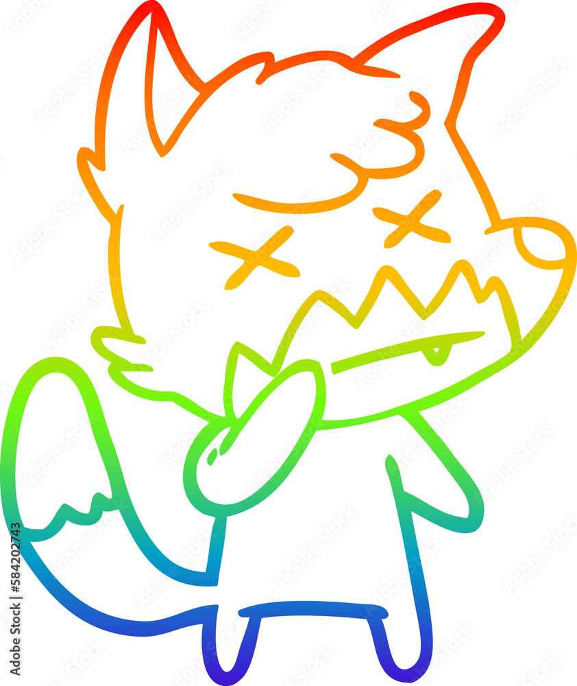 rainbow gradient line drawing cartoon cross eyed fox rainbow gradient line drawing cartoon cross eyed fox