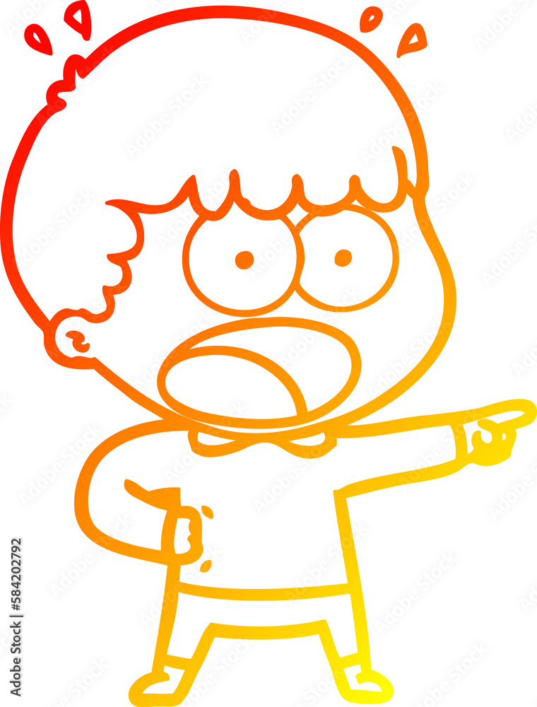 warm gradient line drawing cartoon shocked man pointing warm gradient line drawing cartoon shocked man pointing