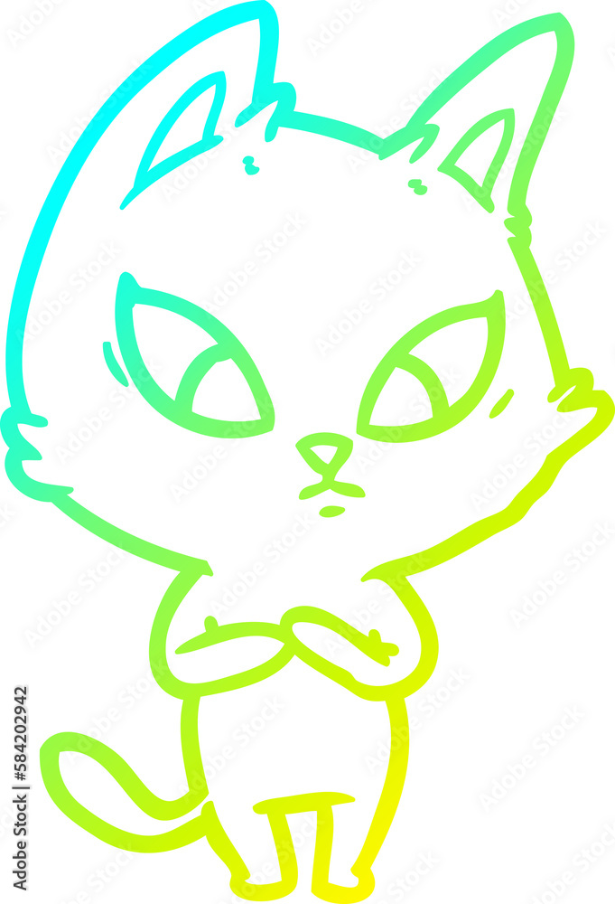 cold gradient line drawing confused cartoon cat cold gradient line drawing confused cartoon cat