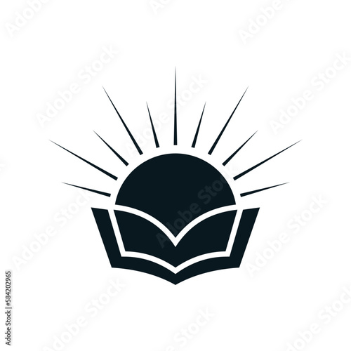 sun and book combination icon design for education , knowledge, school and more. organization , foundation logo design.