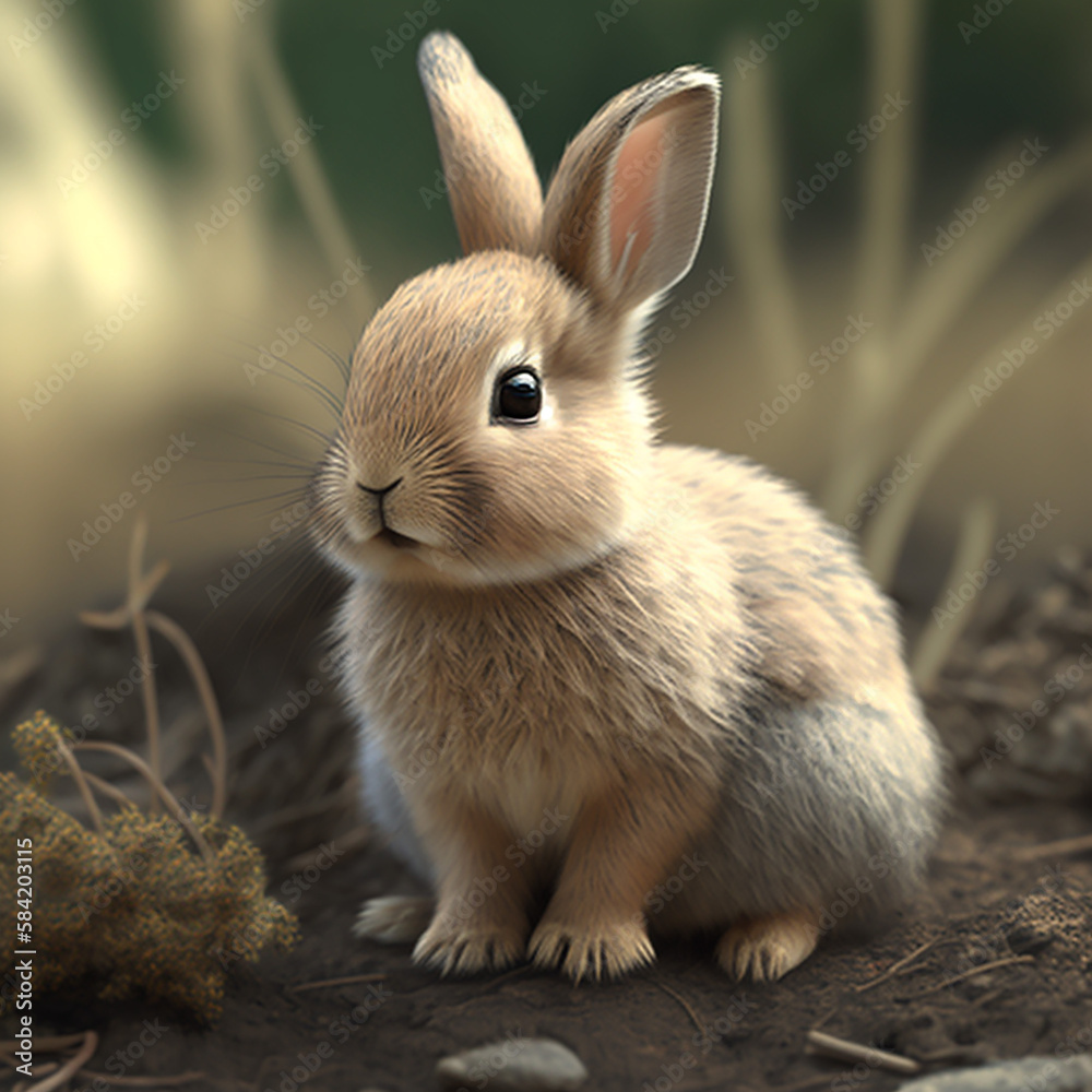 Fototapeta premium realistic rabbit Hd cute