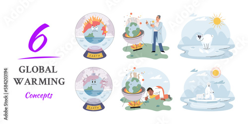 Climate change weather global greenhouse warming risks metaphor concept. Save planet. Compared planet with renewable eco resources consumption global warmings burning alternative. Environment Day