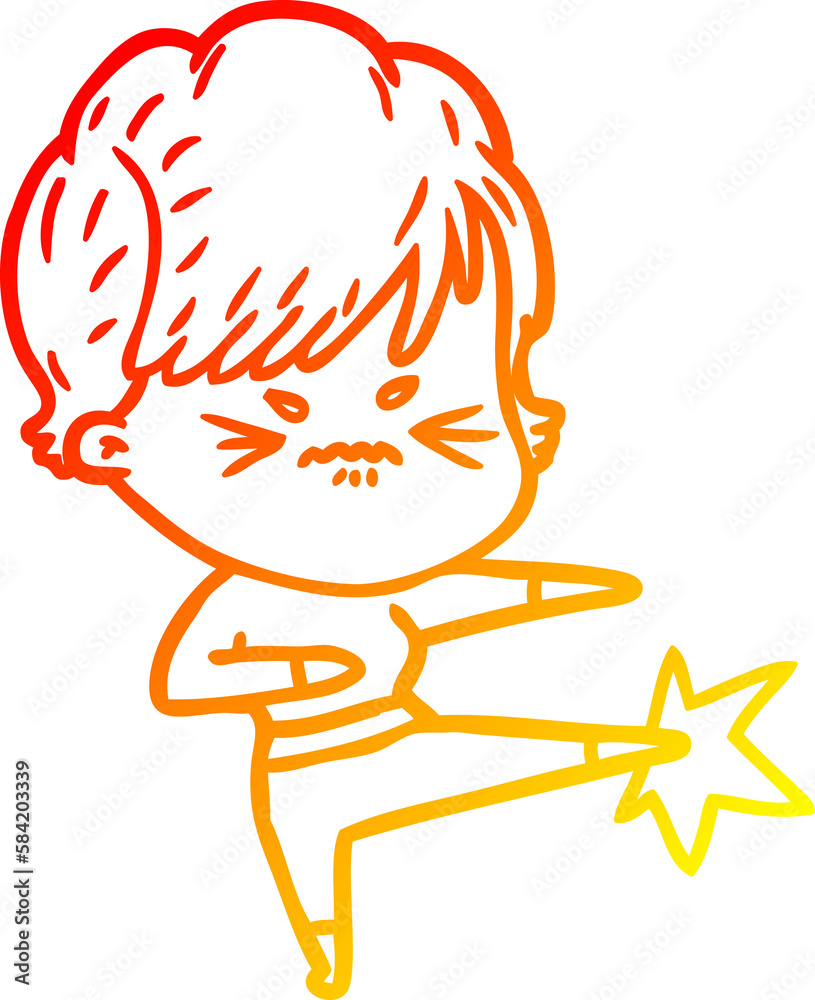 warm gradient line drawing cartoon frustrated woman warm gradient line drawing cartoon frustrated woman
