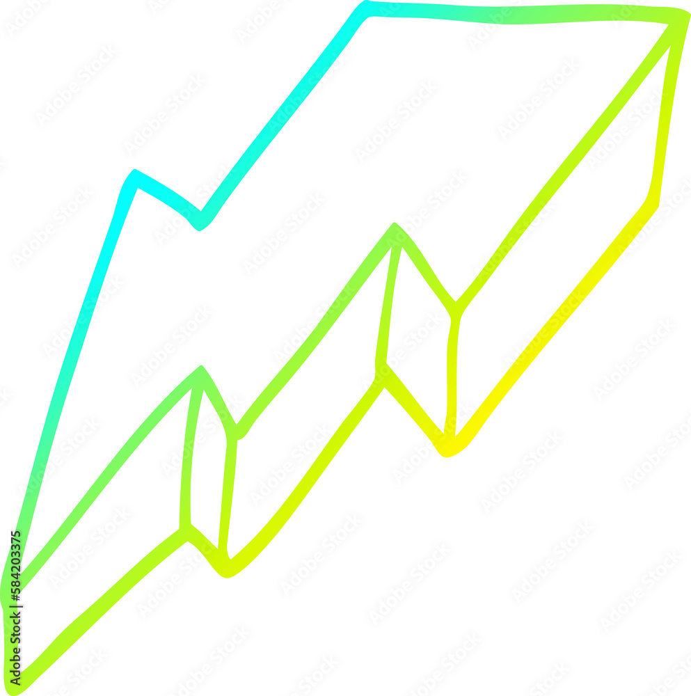 cold gradient line drawing cartoon decorative lightning bolt