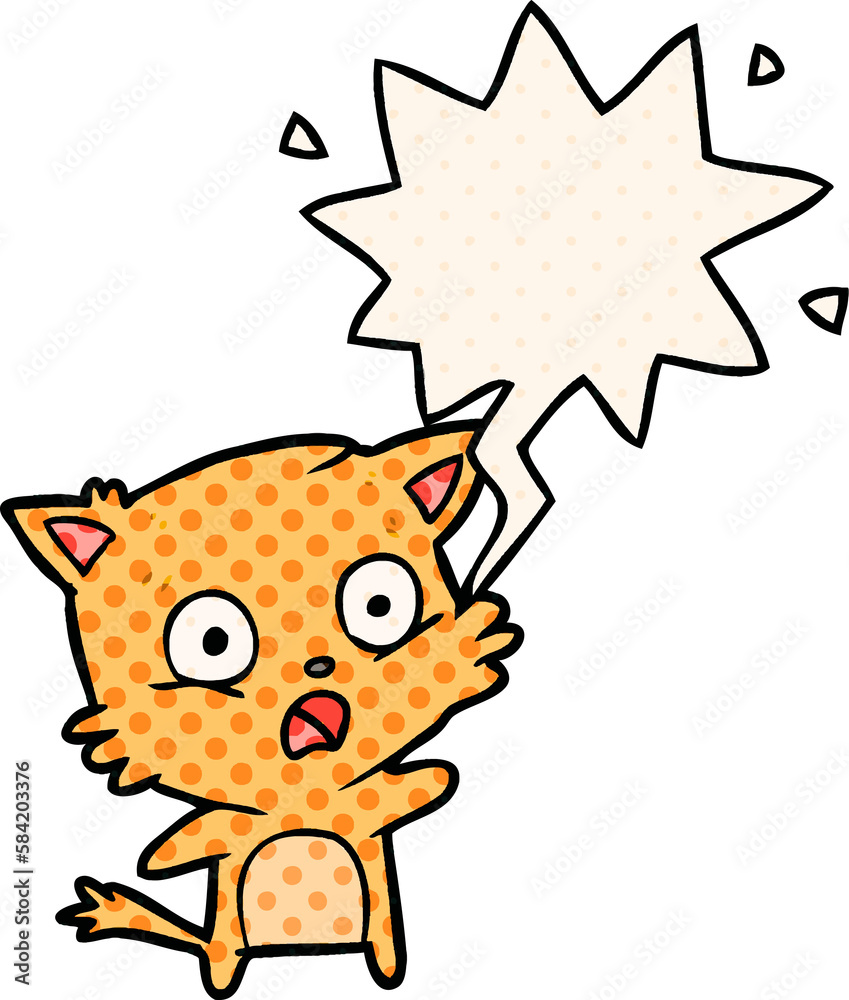 cartoon cat and speech bubble in comic book style cartoon cat and speech bubble in comic book style