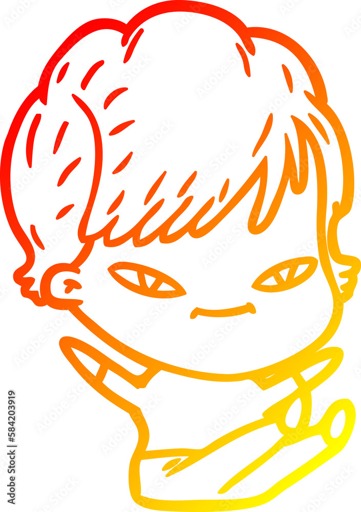 warm gradient line drawing cartoon happy woman warm gradient line drawing cartoon happy woman
