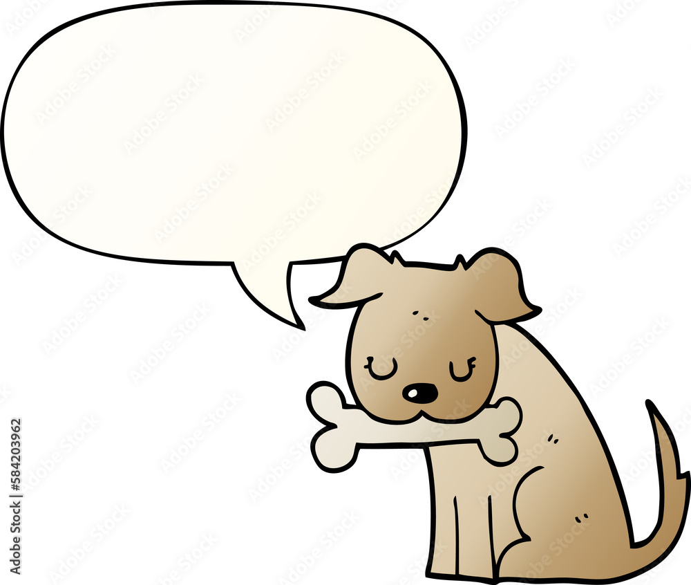 cartoon dog and speech bubble in smooth gradient style cartoon dog and speech bubble in smooth gradient style