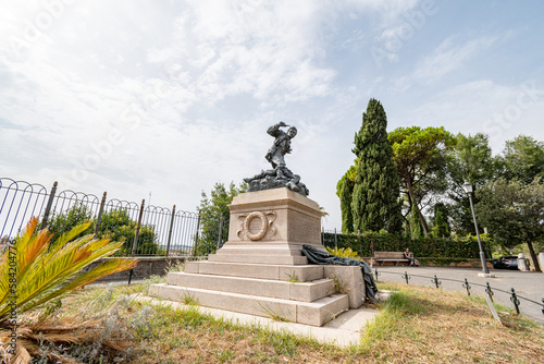 Rome, Italy - September 16, 2021: Monumento a Enrico e Giovanni Cairoli close to Villa Borghese