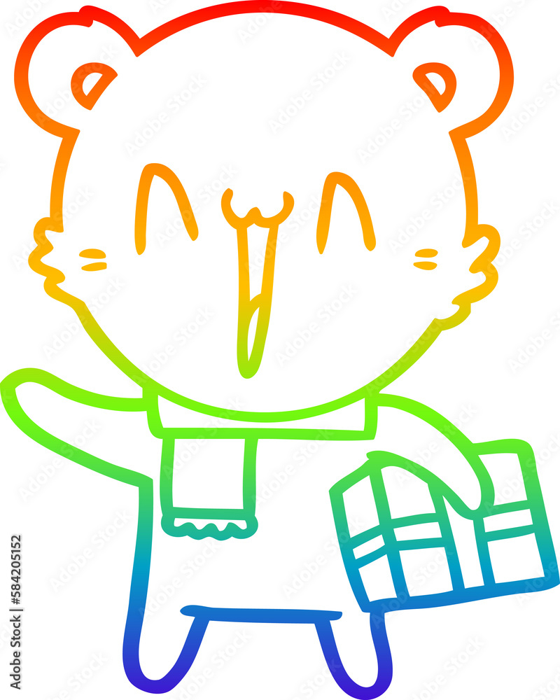 rainbow gradient line drawing happy polar bear cartoon rainbow gradient line drawing happy polar bear cartoon