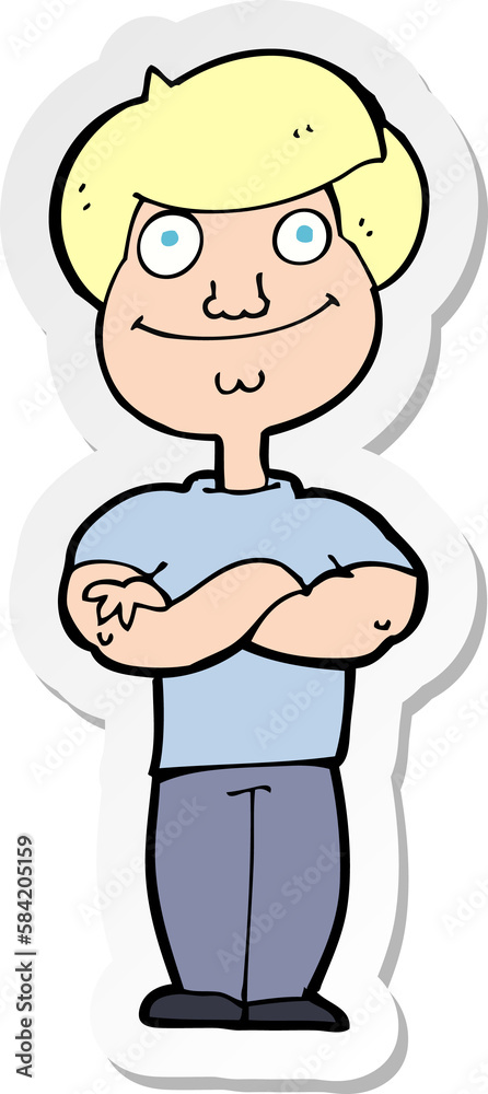 sticker of a cartoon happy man