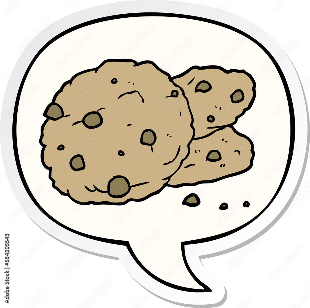 cartoon cookies and speech bubble sticker cartoon cookies and speech bubble sticker