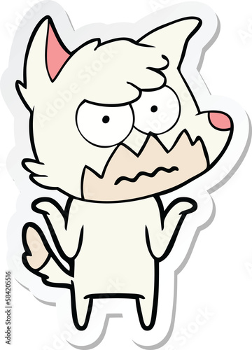 sticker of a cartoon annoyed fox