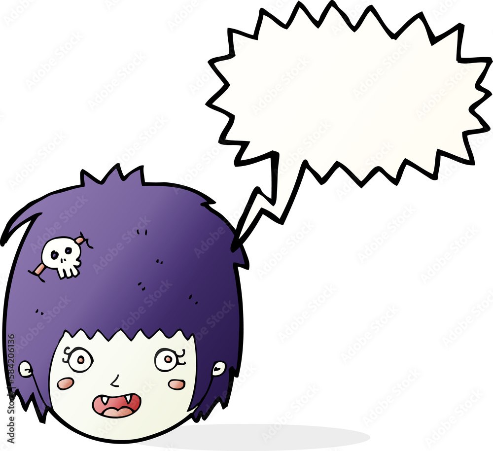 cartoon happy vampire girl face with speech bubble cartoon happy vampire girl face with speech bubble