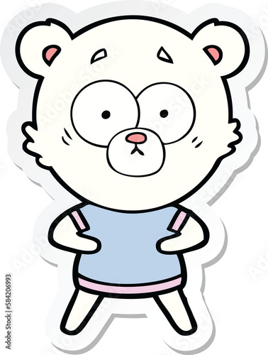 sticker of a surprised polar bear cartoon