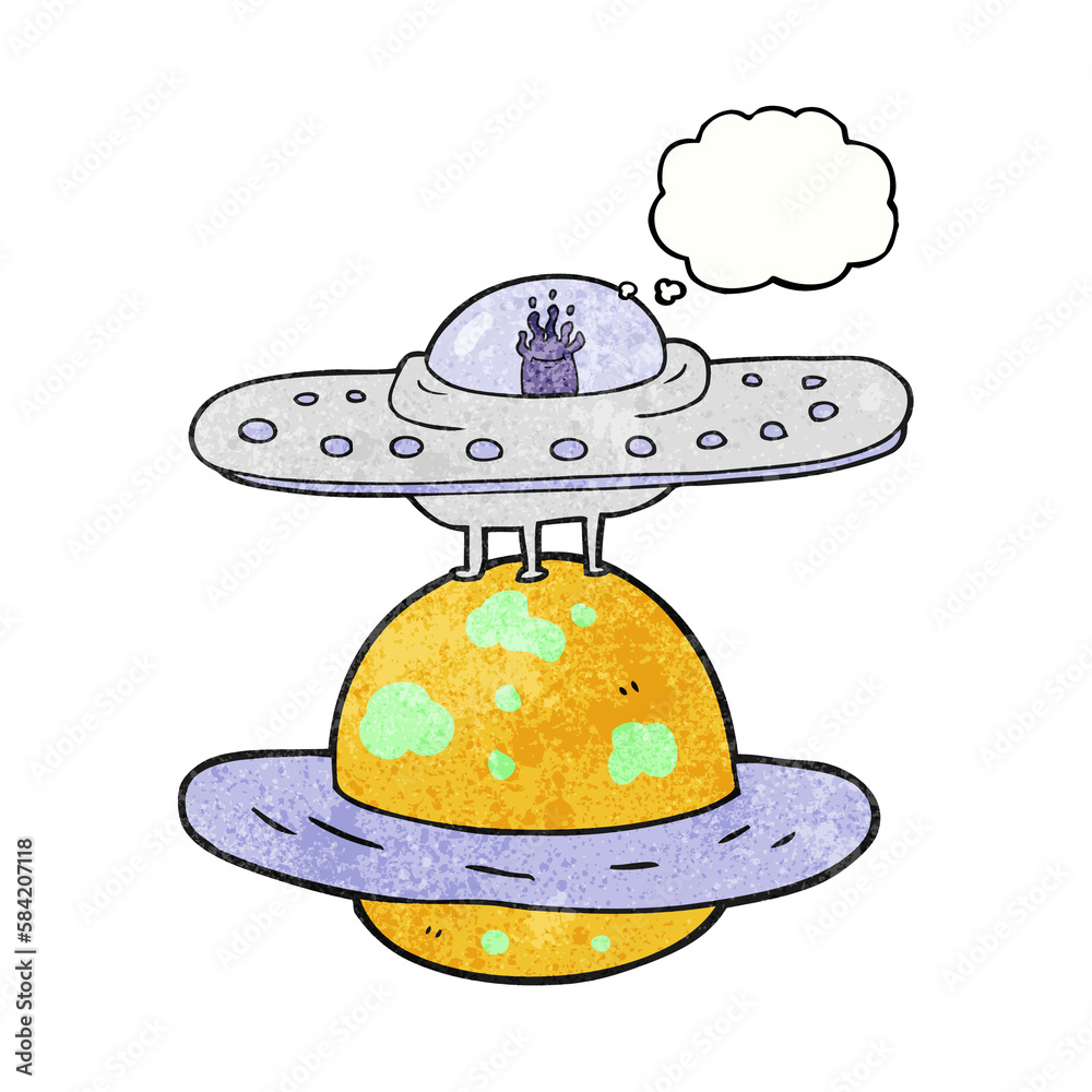 thought bubble textured cartoon flying saucer thought bubble textured cartoon flying saucer