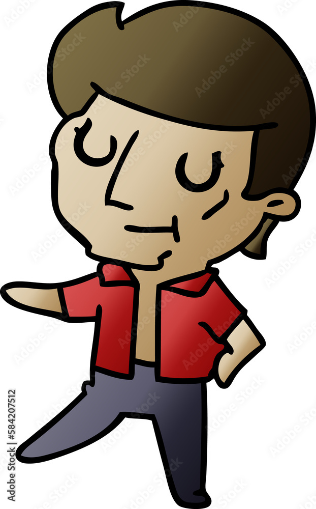 gradient cartoon of kawaii older man gradient cartoon of kawaii older man