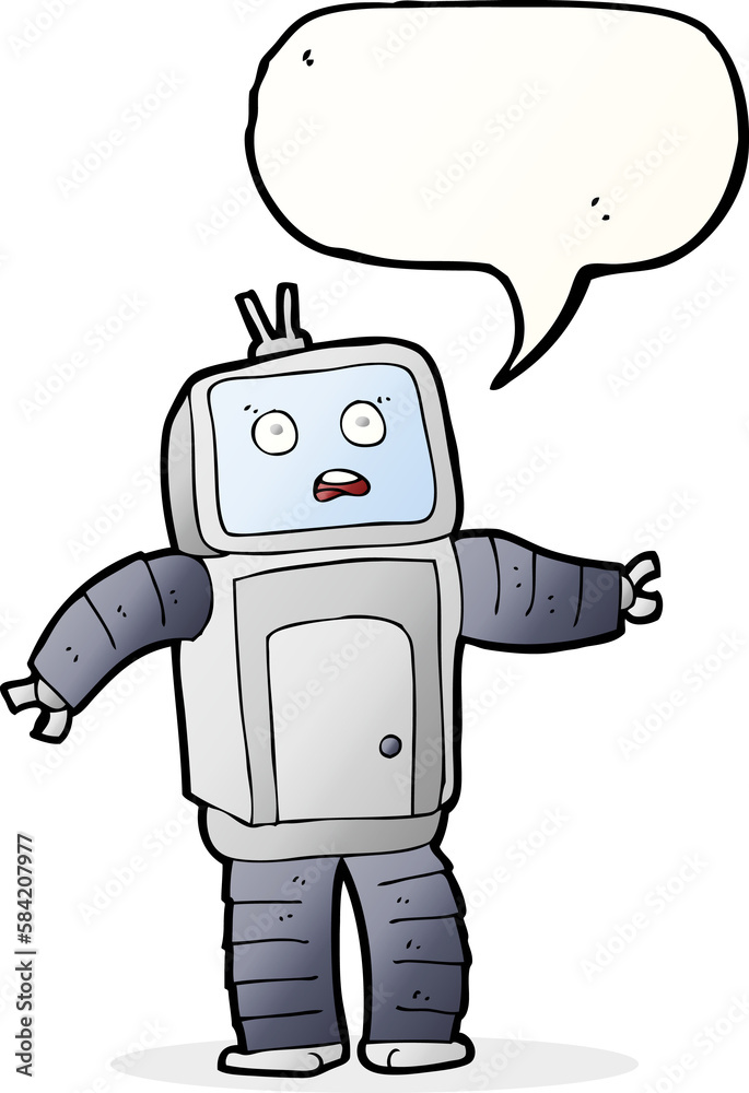 cartoon funny robot with speech bubble cartoon funny robot with speech bubble