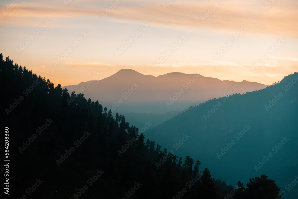 Sunset in the valley of Manali, Himachal Pradesh
