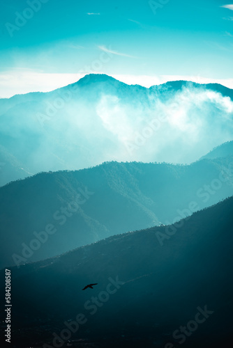 Mountain layers in the mist