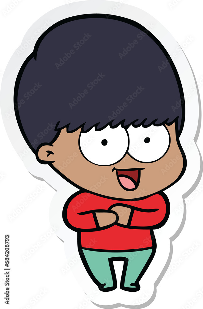 sticker of a happy cartoon boy sticker of a happy cartoon boy