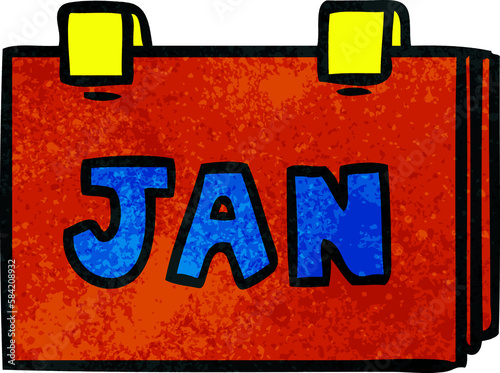textured cartoon doodle of a calendar with jan