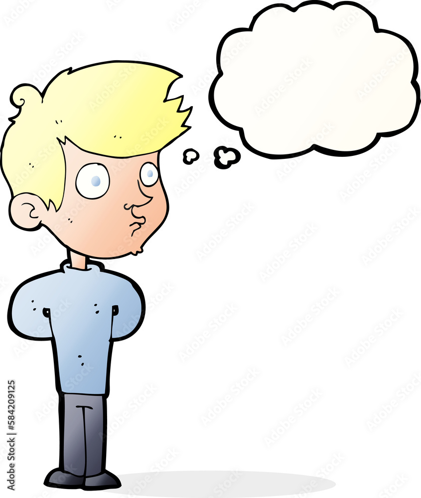 cartoon boy staring with thought bubble cartoon boy staring with thought bubble