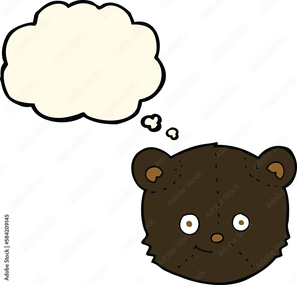 cartoon black bear head with thought bubble cartoon black bear head with thought bubble