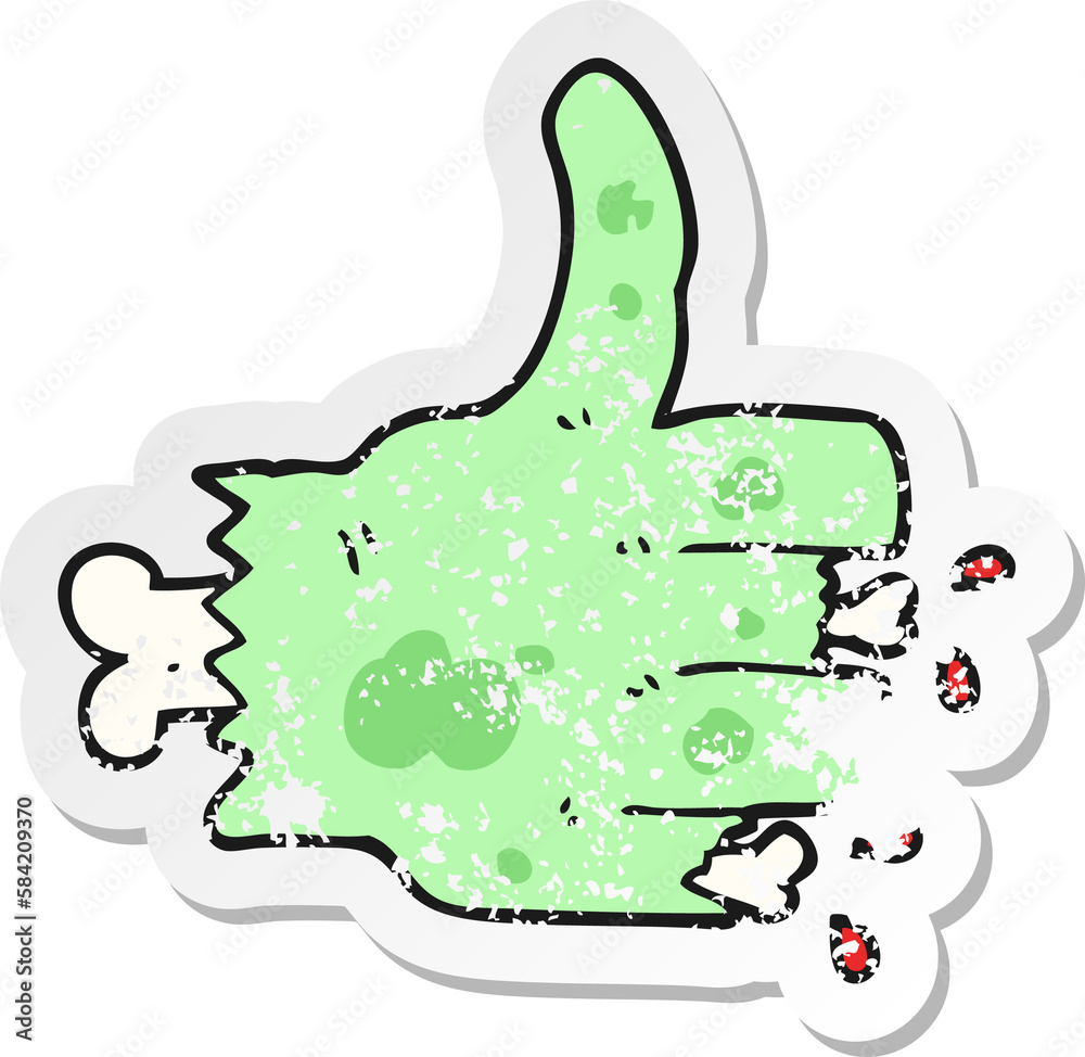 retro distressed sticker of a cartoon zombie hand retro distressed sticker of a cartoon zombie hand