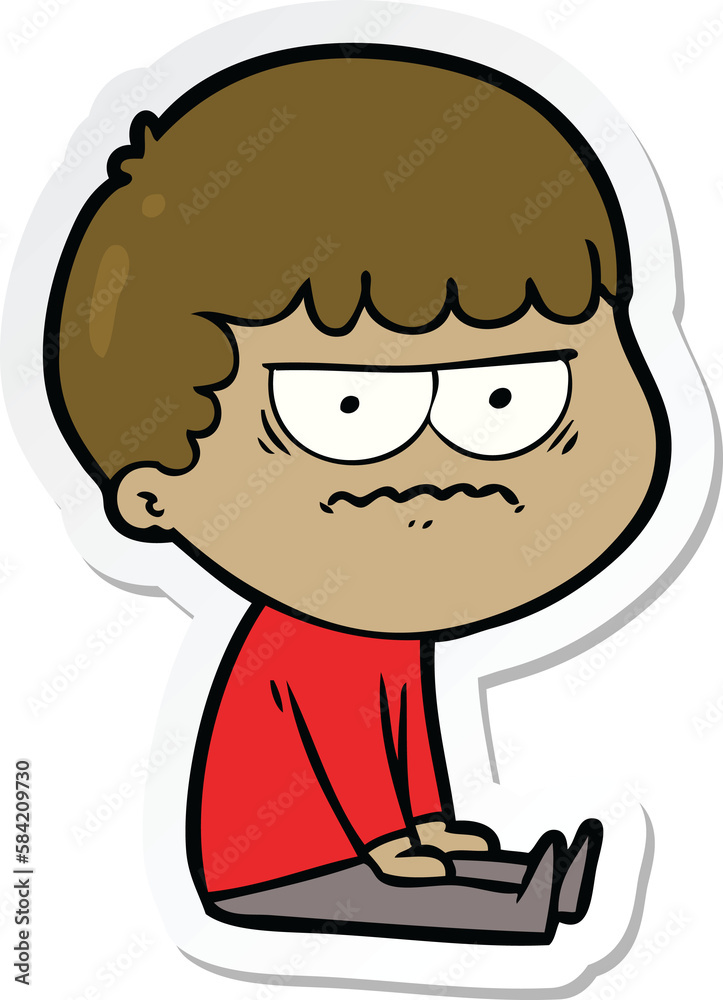 sticker of a cartoon annoyed man