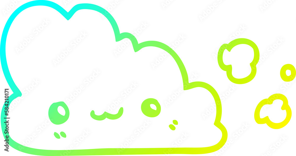 cold gradient line drawing cute cartoon cloud cold gradient line drawing cute cartoon cloud