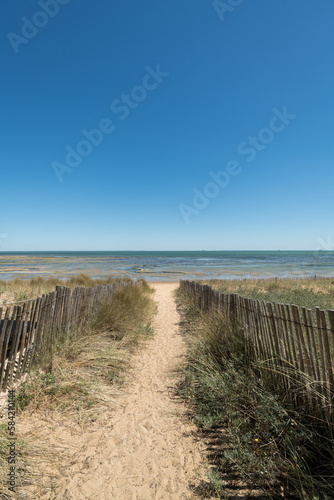 Ile d’Oléron (Charente-Maritime, France), chemin d’accès à la plage de La Brée les Bains