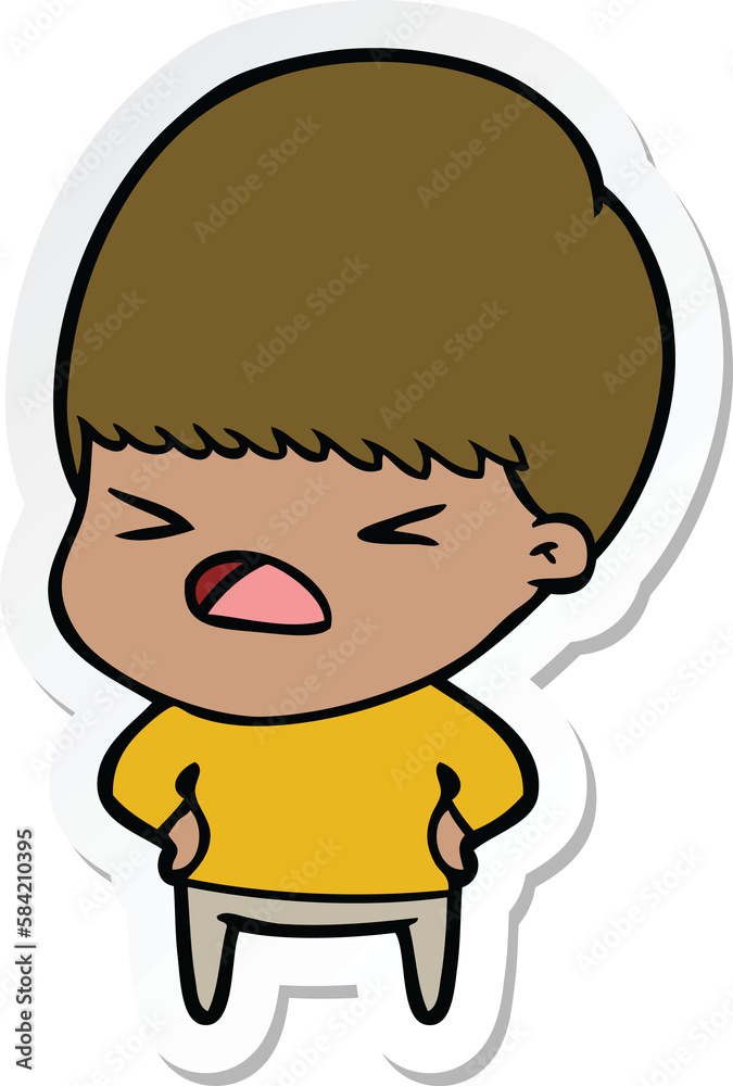 sticker of a cartoon stressed man