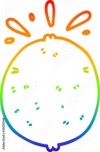 rainbow gradient line drawing cartoon lemon