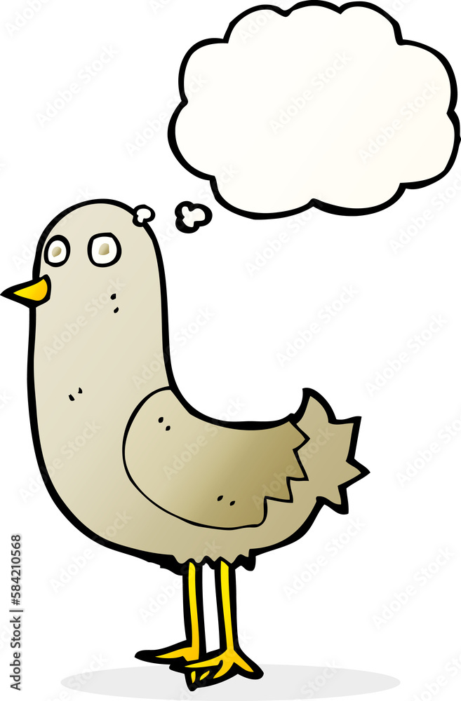 cartoon bird with thought bubble cartoon bird with thought bubble