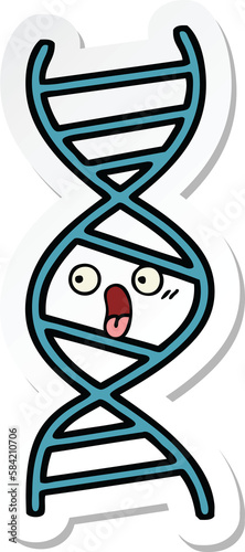 sticker of a cute cartoon DNA strand