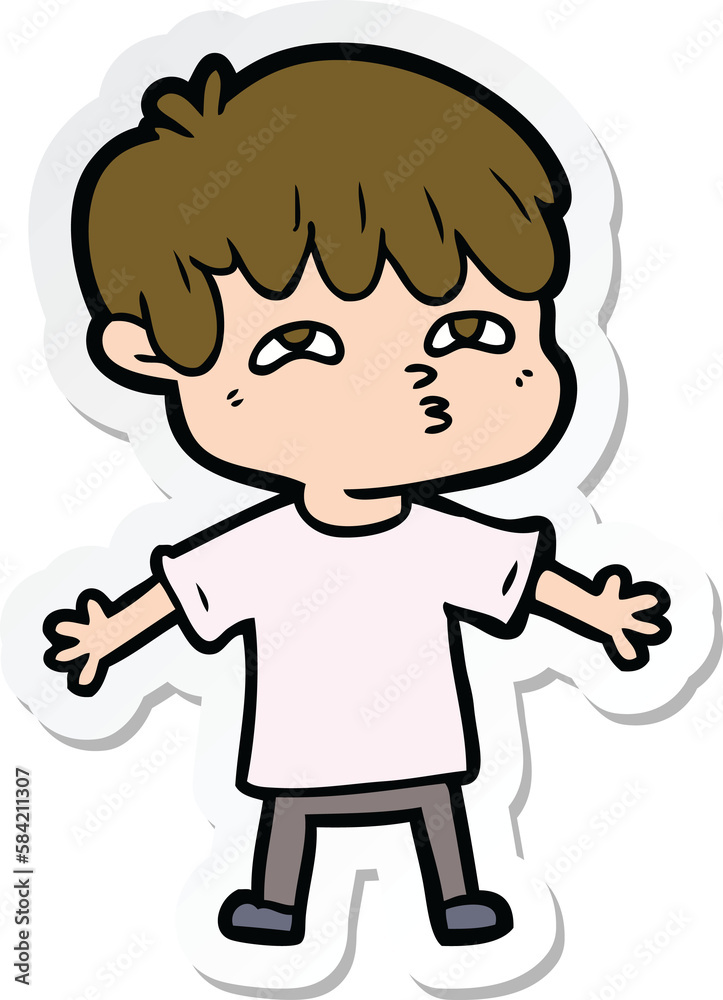 sticker of a cartoon man confused sticker of a cartoon man confused